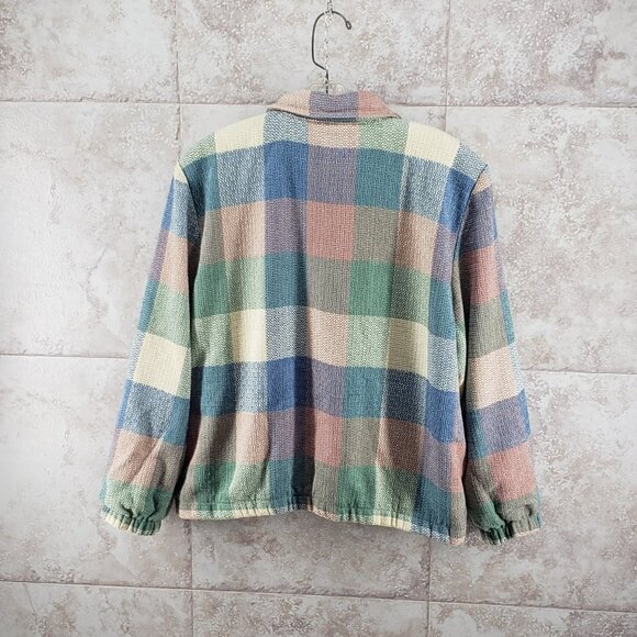 Alfred Dunner Checked Full Zip Petite Tweed Shirt Jacket Shacket Womens Size 16P - Picture 2 of 7